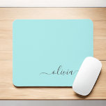 Aqua Blue Teal Girly Script Monogram Namn Modern Musmatta<br><div class="desc">Aqua Blue Teal Monogram Lägg till din egen Namn-muspekare (Mouse Pad). Det gör perfekten söt 16-årsjubileum,  bröllop,  möhippa,  årsdag,  babydusch eller bachelorette-fest för någon som glam lyxen och chic stilar i kärlek.</div>