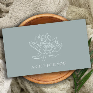 AQUA BLUE TEAL GULD LOTUS BLOMMIGT GIFT CERTIFICAT VISITKORT