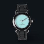 Aqua Blue Teal Modern Script Girly Monogram Namn Armbandsur<br><div class="desc">Aqua Blue Teal Simple Script Monogram Namn Watch. Det gör perfekten söt 16-årsjubileum,  bröllop,  möhippa,  årsdag,  babydusch eller bachelorette-fest för någon som glam lyxen och chic stilar i kärlek.</div>