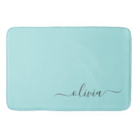 Aqua Blue Teal Modern Script Girly Monogram Namn