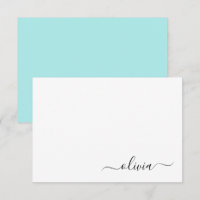 Aqua Blue Teal Modern Script Girly Monogram Namn
