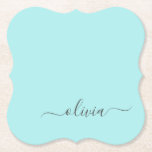 Aqua Blue Teal Modern Script Girly Monogram Namn Underlägg Papper<br><div class="desc">Aqua Blue Teal Simple Script Monogram Namn Pappra Underlägg. Det gör perfekt studenten,  födelsedag,  bröllop,  möhippa,  årsdag,  babydusch eller bachelorette-fest till någon som glam lyx och chic stilar.</div>