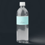 Aqua Blue Teal Modern Script Girly Monogram Namn Vattenflaska Etikett<br><div class="desc">Vattenflaska för Aqua Blue Teal Monogram Namn-etikett. Det gör perfekten söt 16-årsjubileum,  bröllop,  möhippa,  årsdag,  kväll,  babydusch eller bachelorette-fest för någon som glam lyxen och chic stilar i kärlek.</div>