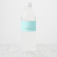 Aqua Blue Teal Modern Script Girly Monogram Namn