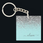 Aqua Blue Teal Silver Glitter Monogram<br><div class="desc">Aqua Blue - Teal och Silver Faux Foil Gnistra Glitter Skriptentkedja för Namn i. Det gör perfekten söt 16-årsjubileum,  bröllop,  möhippa,  årsdag,  babydusch eller bachelorette-fest för någon som glam lyxen och chic stilar i kärlek.</div>