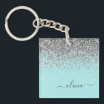 Aqua Blue Teal Silver Glitter Monogram<br><div class="desc">Aqua Blue - Teal och Silver Faux Foil Gnistra Glitter Skriptentkedja för Namn i. Det gör perfekten söt 16-årsjubileum,  bröllop,  möhippa,  årsdag,  babydusch eller bachelorette-fest för någon som glam lyxen och chic stilar i kärlek.</div>