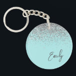 Aqua Blue Teal Silver Glitter Monogram<br><div class="desc">Nyckelkedjan Aqua Blue Teal Silver Glitter Monogram Namn. Det gör perfekten söt 16-årsjubileum,  bröllop,  möhippa,  årsdag,  babydusch eller bachelorette-fest för någon som glam lyxen och chic stilar i kärlek.</div>