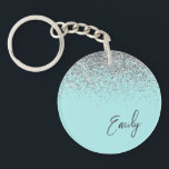 Aqua Blue Teal Silver Glitter Monogram<br><div class="desc">Nyckelkedjan Aqua Blue Teal Silver Glitter Monogram Namn. Det gör perfekten söt 16-årsjubileum,  bröllop,  möhippa,  årsdag,  babydusch eller bachelorette-fest för någon som glam lyxen och chic stilar i kärlek.</div>