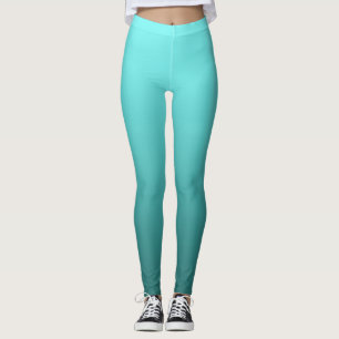 Aqua Blue Teal Turcos Dipping Ombre Leggings