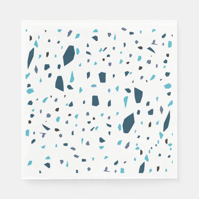 Aqua Blue Terrazzo Delar Pappersservett (Framsidan)