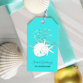 Aqua Blue Tropical Beach-jul Presentetikett