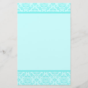 Aqua Blue Turcos Damask Brevpapper