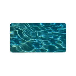 Aqua Blue Vatten Mönster, sammanflödet över vinkar Adressetikett