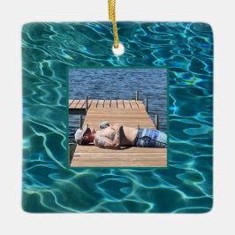 Aqua Blue Vatten Mönster, sammanflödet över vinkar Julgransprydnad Keramik