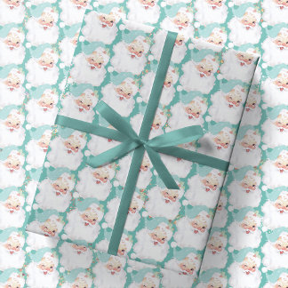 Aqua Blue Vintage Wink Jultomten julgåva Presentpapper