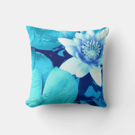 Aqua Blue Waterlily Dekorativ kudde-Stil 4 Kudde
