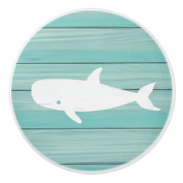 Aqua Blue Whale Faux Wood Drawer-knopp Knopp