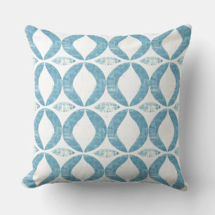 Aqua Blue & White Geometric Dekorativ kudde