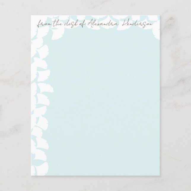 Aqua Blue White Ginkgo Löv Flyer (Framsidan)