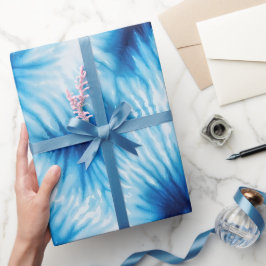 Aqua Blue White Tie Dye Presentpapper
