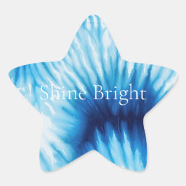 Aqua Blue White Tie Dye Stjärnformat Klistermärke