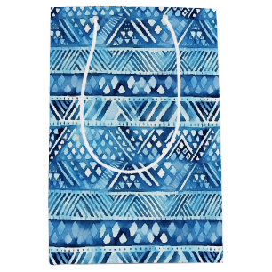 Aqua Blue White Tribal Rand Dots Födelsedag