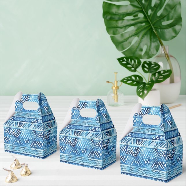 Aqua Blue White Tribal Rand Dots Presentaskar (Multipel)