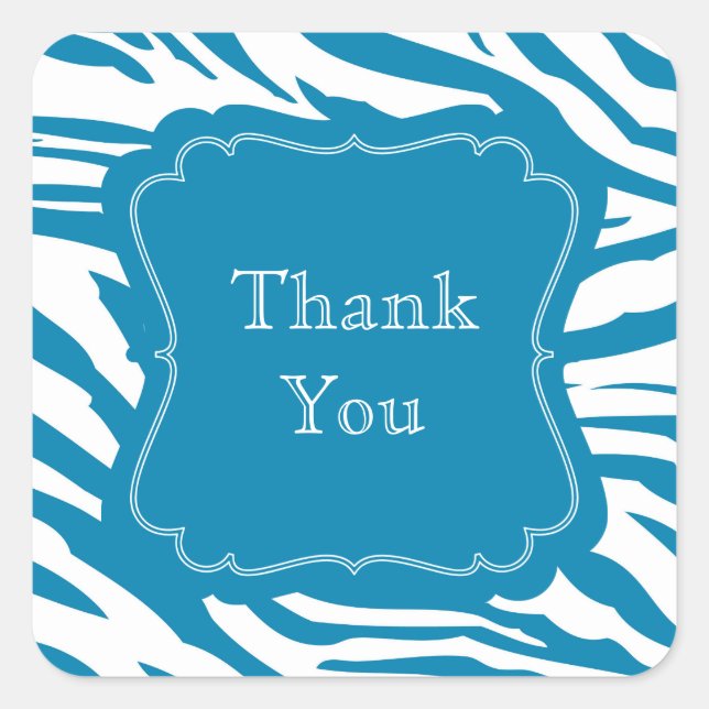 Aqua Blue Zebra tryck Fyrkantigt Klistermärke (Framsida)