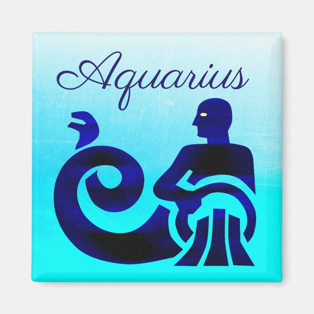 Aqua Blue Zodiac Sign Aquarius Magnet (Framsidan)