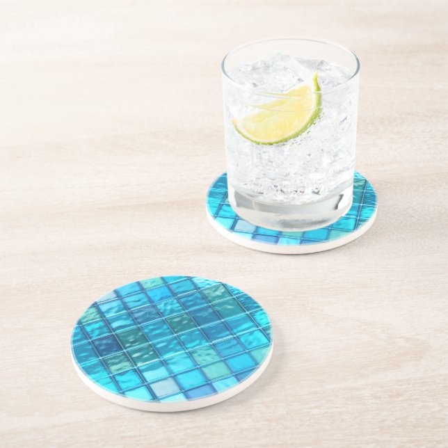 Aqua Blues genomskinlig kakelutseende Underlägg (Sidan)