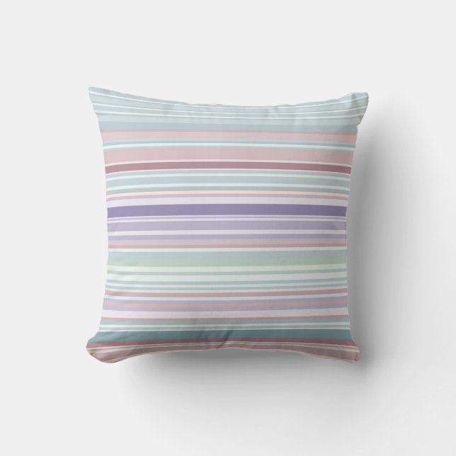 Aqua, Blush and Lavender Stripes Kudde (Framsida)