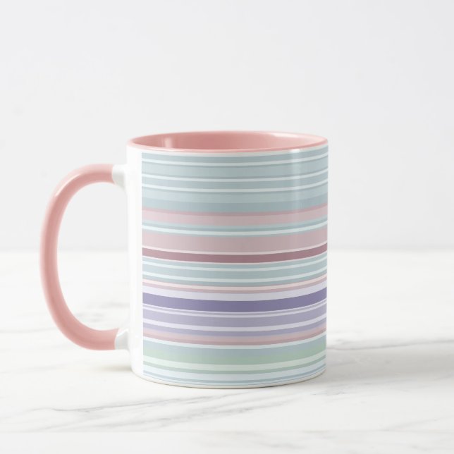 Aqua, Blush and Lavender Stripes Mugg (Vänster)