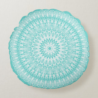 Aqua Boho Mandala Rund Kudde