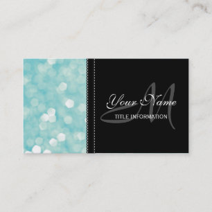 Aqua Bokeh Glitter Sparkles Visitkort