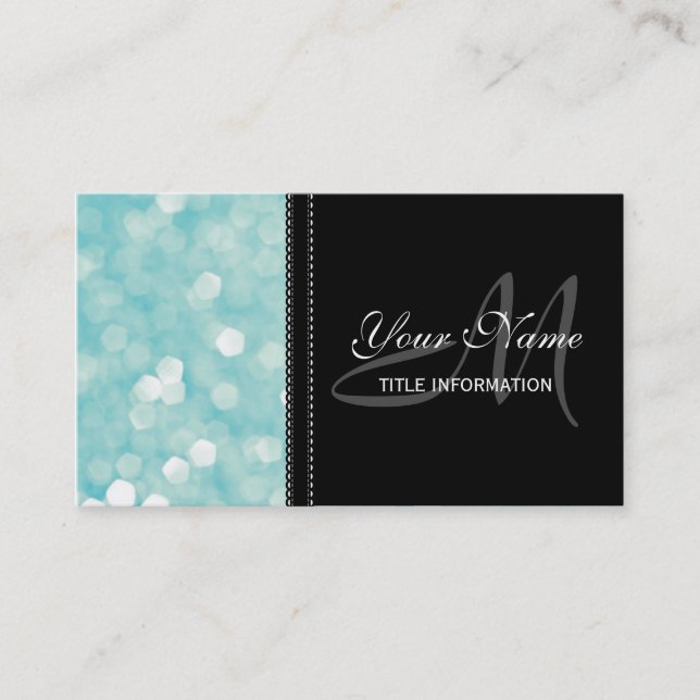 Aqua Bokeh Glitter Sparkles Visitkort (Framsida)