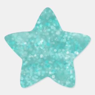 Aqua Bokeh Stjärnformat Klistermärke