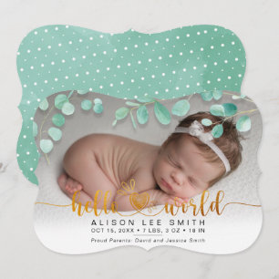 Aqua bouquet & dots hej World baby Meddelande