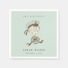 Aqua Boys Little Sailor Nautical any age Birthday Pappersservett