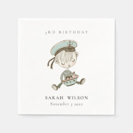 Aqua Boys Little Sailor Nautical any age Birthday Pappersservett