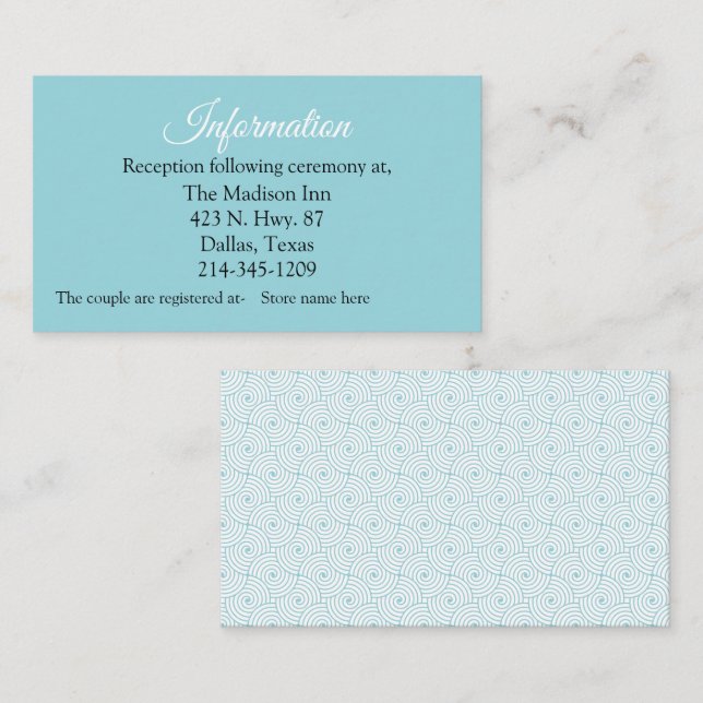 Aqua Bröllop Tilläggskort (Fram/baksida)