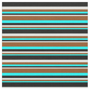 Aqua, Brown, Light Cyan & Black Mönster Tyg