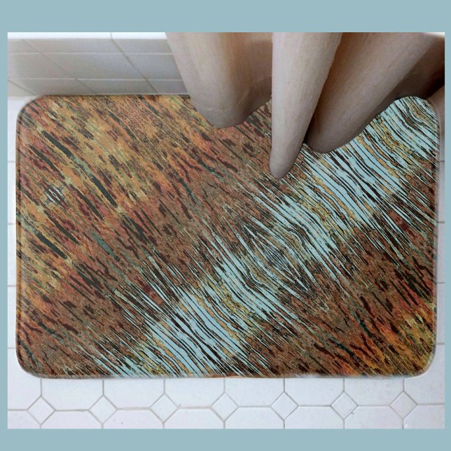 Aqua Brown och Orange Earthy Tribal Abstrakt Badrumsmatta (Skapare uppladdad)