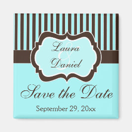 Aqua, Brun, Vit, stripe Spara datum magneter