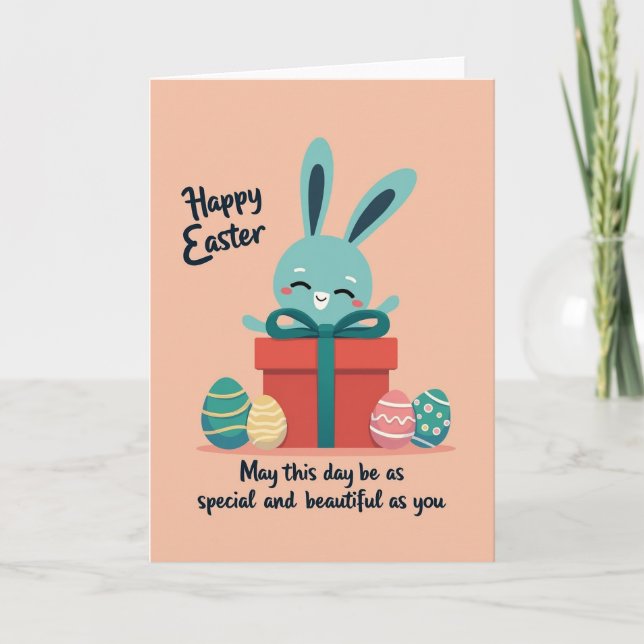 Aqua Bunny Presentlåda Kort (Framsida)