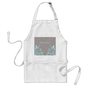 Aqua Butterfly Blommigt Apron Förkläde