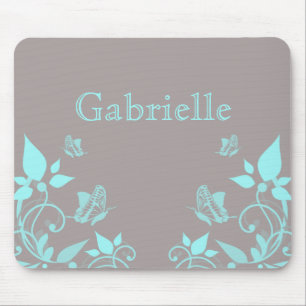 Aqua Butterfly Blommigt Mousepad Musmatta