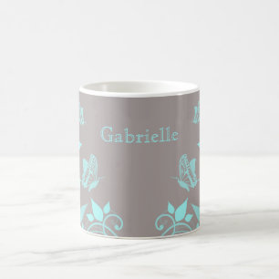 Aqua Butterfly Blommigt Mugg