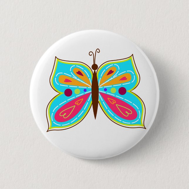 Aqua Butterfly Butterfly Button Knapp (Framsida)
