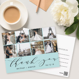 Aqua Calligraphy Script 8 Photo Tack Postcard Vykort