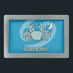 Aqua Cancer krabba, zodiakastrologi bälte, bockle<br><div class="desc">Cancer "The Crab" Grekiska astrologien bälte slår med cancersymboler och egenskaper. Det fjärde tecknet på Zodiac Cancer den 22-22 juli. Regler från måne. Designad av Sarah Trett.</div>